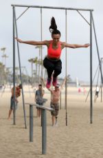 KARINA SMIRNOFF in Tights Works Out in Venice Beach 05/19/2016