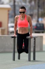 KARINA SMIRNOFF in Tights Works Out in Venice Beach 05/19/2016