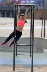 KARINA SMIRNOFF in Tights Works Out in Venice Beach 05/19/2016