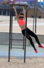 KARINA SMIRNOFF in Tights Works Out in Venice Beach 05/19/2016