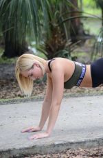 KATE ENGLAND in Tights Wworkout at a Park in Orlando 06/22/2016
