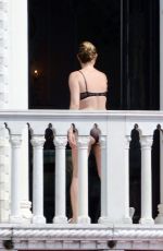 KATE MOSS on Her Hotel Balcony in Venice 06/26/2016