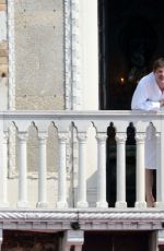 KATE MOSS on Her Hotel Balcony in Venice 06/26/2016
