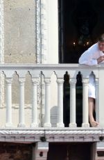 KATE MOSS on Her Hotel Balcony in Venice 06/26/2016