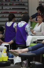 KATEY SAGAL at a Nail Salon in Beverly Hills 06/01/2016