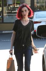 LILY COLLINS Out Shopping in West Hollywood 06/20/2016