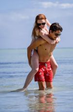 LINDSAY LOHAN in Swimsuit at the Beach in Mauritius 06/21/2016