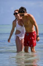LINDSAY LOHAN in Swimsuit at the Beach in Mauritius 06/21/2016