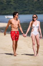 LINDSAY LOHAN in Swimsuit at the Beach in Mauritius 06/21/2016