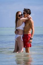 LINDSAY LOHAN in Swimsuit at the Beach in Mauritius 06/21/2016