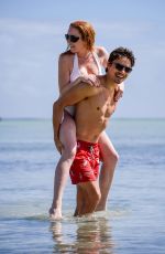 LINDSAY LOHAN in Swimsuit at the Beach in Mauritius 06/21/2016