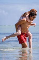 LINDSAY LOHAN in Swimsuit at the Beach in Mauritius 06/21/2016