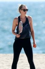 MARIA SHARAPOVA Plays Beach Tennis in Los Angeles 06/08/2016