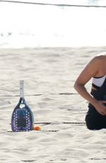 MARIA SHARAPOVA Plays Beach Tennis in Los Angeles 06/08/2016
