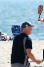 MARIA SHARAPOVA Plays Beach Tennis in Los Angeles 06/08/2016