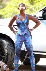 MELANIE BROWN in Tights Walks Her Dog Out in Beverly Hills 06/17/2016