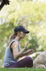 MINKA KELLY with Her Dogs at a Park in Los Angeles 06/23/2016