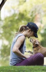 MINKA KELLY with Her Dogs at a Park in Los Angeles 06/23/2016