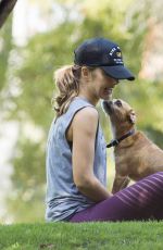 MINKA KELLY with Her Dogs at a Park in Los Angeles 06/23/2016