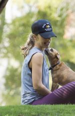 MINKA KELLY with Her Dogs at a Park in Los Angeles 06/23/2016