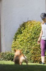 MINKA KELLY with Her Dogs at a Park in Los Angeles 06/23/2016