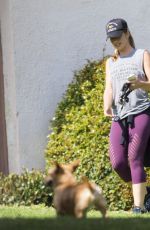 MINKA KELLY with Her Dogs at a Park in Los Angeles 06/23/2016