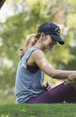 MINKA KELLY with Her Dogs at a Park in Los Angeles 06/23/2016