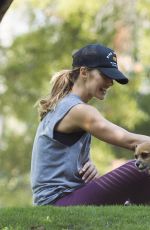 MINKA KELLY with Her Dogs at a Park in Los Angeles 06/23/2016