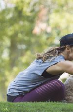 MINKA KELLY with Her Dogs at a Park in Los Angeles 06/23/2016