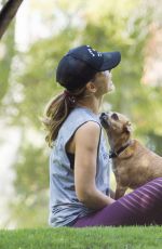 MINKA KELLY with Her Dogs at a Park in Los Angeles 06/23/2016