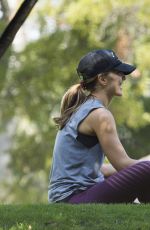 MINKA KELLY with Her Dogs at a Park in Los Angeles 06/23/2016