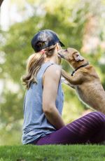 MINKA KELLY with Her Dogs at a Park in Los Angeles 06/23/2016