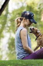 MINKA KELLY with Her Dogs at a Park in Los Angeles 06/23/2016