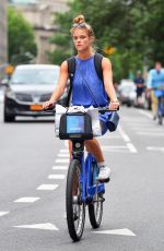 NINA AGDAL Rides a Bike in New York 06/07/2016