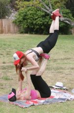 PHOEBE PRICE and ANA BRAGA Working Out in a Park in Beverly Hills 06/10/2016