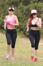 PHOEBE PRICE and ANA BRAGA Working Out in a Park in Beverly Hills 06/10/2016