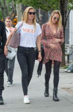 Pregnant CANDICE SWANEPOEL and DOUTZEN KROES at Bar Pitty in New York 06/05/2016