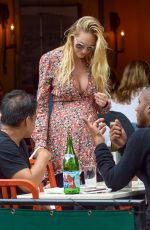 Pregnant CANDICE SWANEPOEL and DOUTZEN KROES at Bar Pitty in New York 06/05/2016