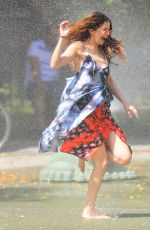 SELENA GOMEZ Running Thru Sprinklers at Water Playground in Brooklyn 06/01/2016