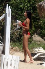 ADRIANA LIMA in Bikini on the Beach in Mykonos 07/10/2016
