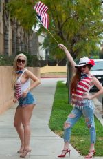 ANA BRAGA and PHOEBE PRICE Heading to a 4th of July Party in Los Angeles