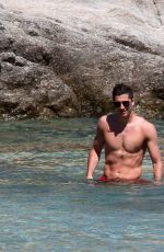 ANNA LEWANDOWSKA and Robert Lewandowski at a Beach in Mykonos 07/10/2016