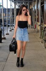 BELLA HADID in Denim Skirt and Tank Top Out in New York 06/30/2016