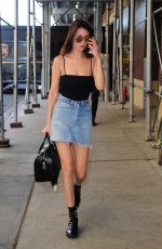 BELLA HADID in Denim Skirt and Tank Top Out in New York 06/30/2016