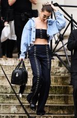 BELLA HADID Leaves Versace Show in Paris 07/03/2016