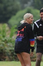 CHLOE SIMS and Pete Wick Working Out in a Park in Essex 07/22/2016