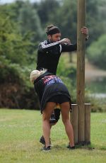 CHLOE SIMS and Pete Wick Working Out in a Park in Essex 07/22/2016
