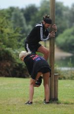 CHLOE SIMS and Pete Wick Working Out in a Park in Essex 07/22/2016