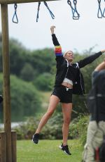 CHLOE SIMS and Pete Wick Working Out in a Park in Essex 07/22/2016