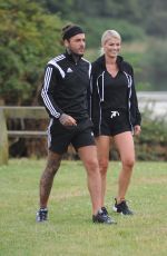 CHLOE SIMS and Pete Wick Working Out in a Park in Essex 07/22/2016